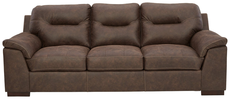 Maderla Walnut Faux Leather Sofa