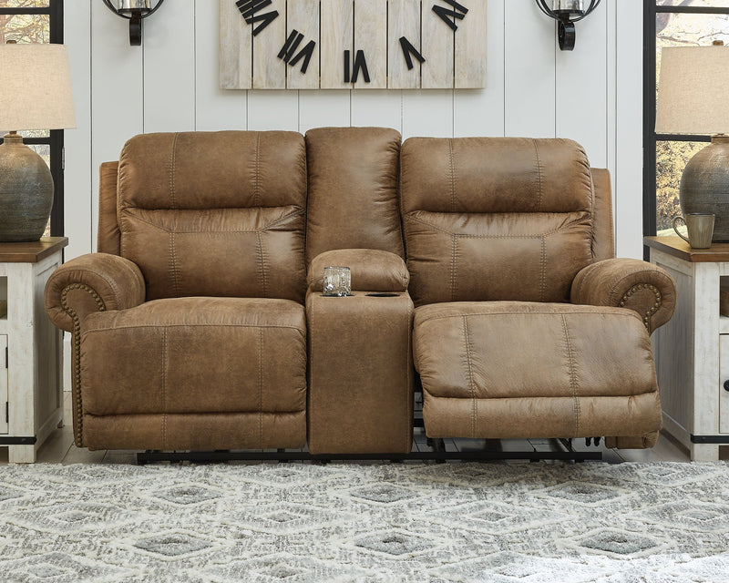 Grearview Earth Faux Leather Power Reclining Loveseat With Console