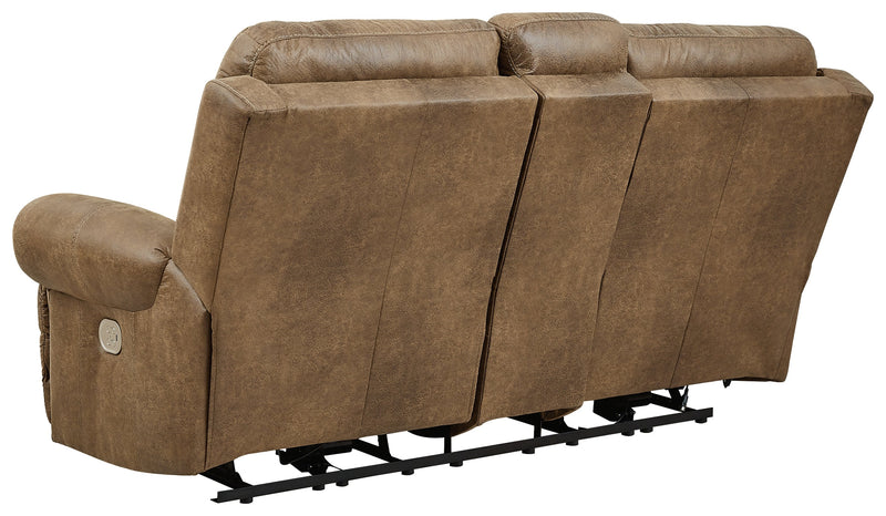 Grearview Earth Faux Leather Power Reclining Loveseat With Console