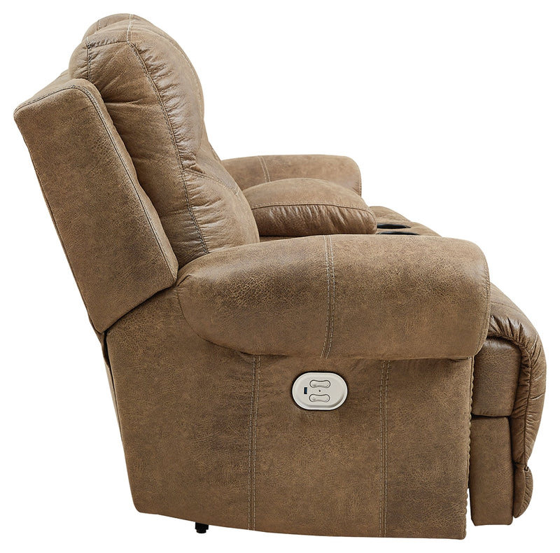 Grearview Earth Faux Leather Power Reclining Loveseat With Console