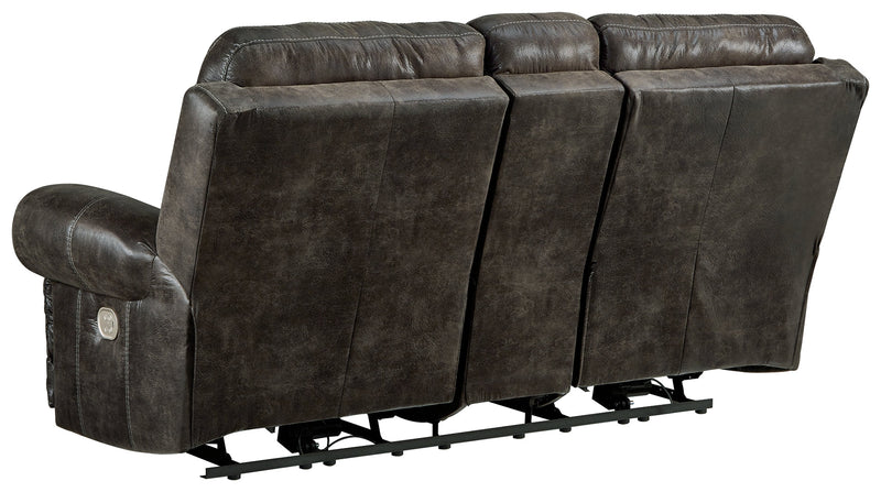 Grearview Charcoal Faux Leather Power Reclining Loveseat With Console