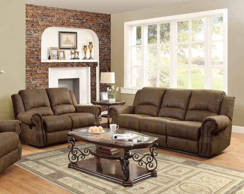 Sir Rawlinson Nailhead Trim Glider Loveseat Dark Brown