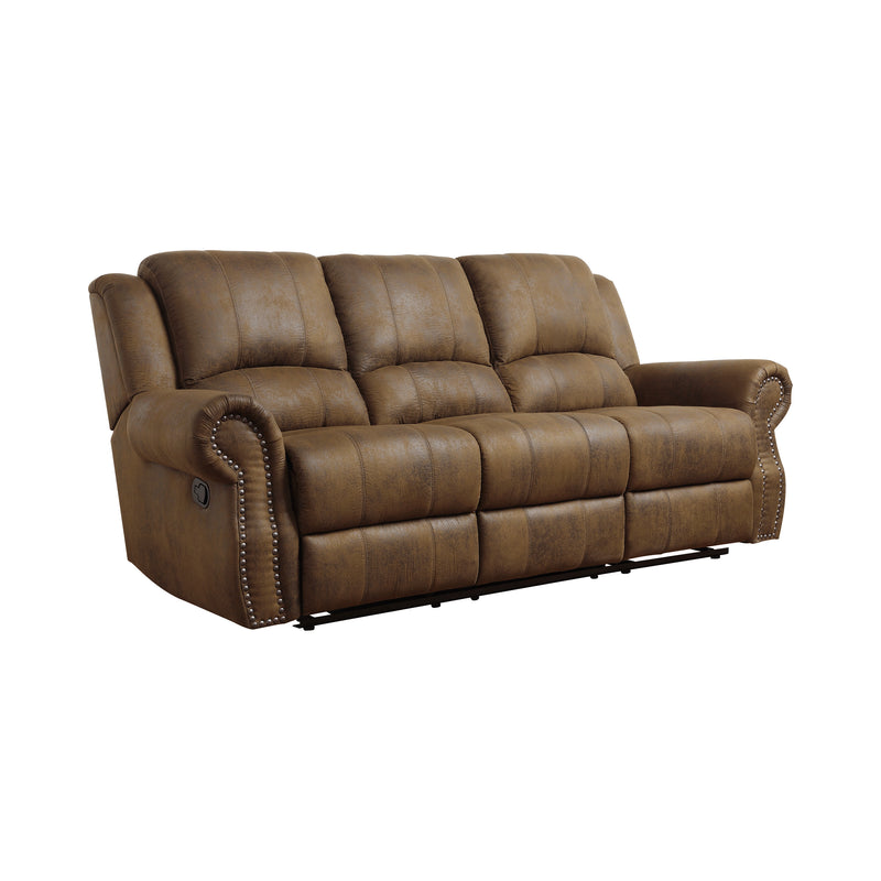 Sir Rawlinson Rolled Arm Motion Sofa With Nailhead Trim Buckskin Brown