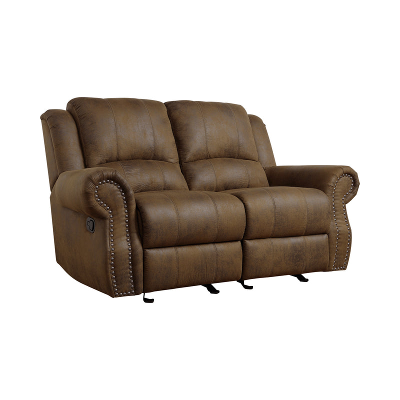 Sir Rawlinson Rolled Arm Glider Loveseat With Nailhead Trim Buckskin Brown