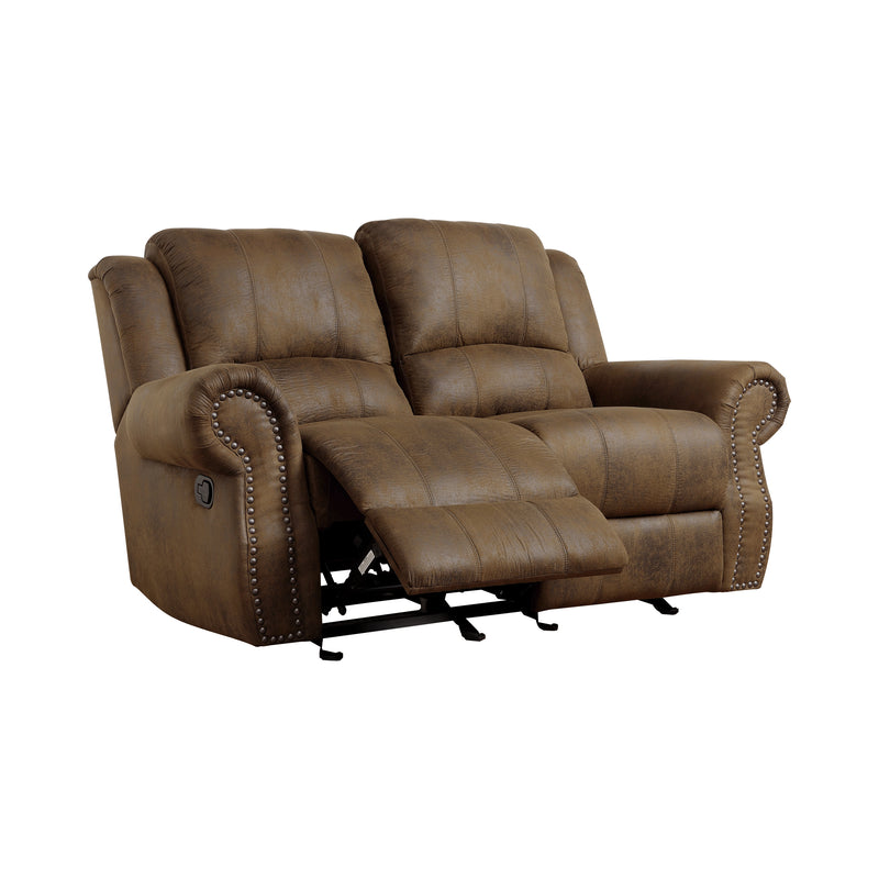 Sir Rawlinson Rolled Arm Glider Loveseat With Nailhead Trim Buckskin Brown