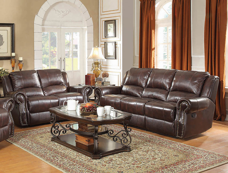 Sir Rawlinson Nailhead Trim Glider Loveseat Dark Brown