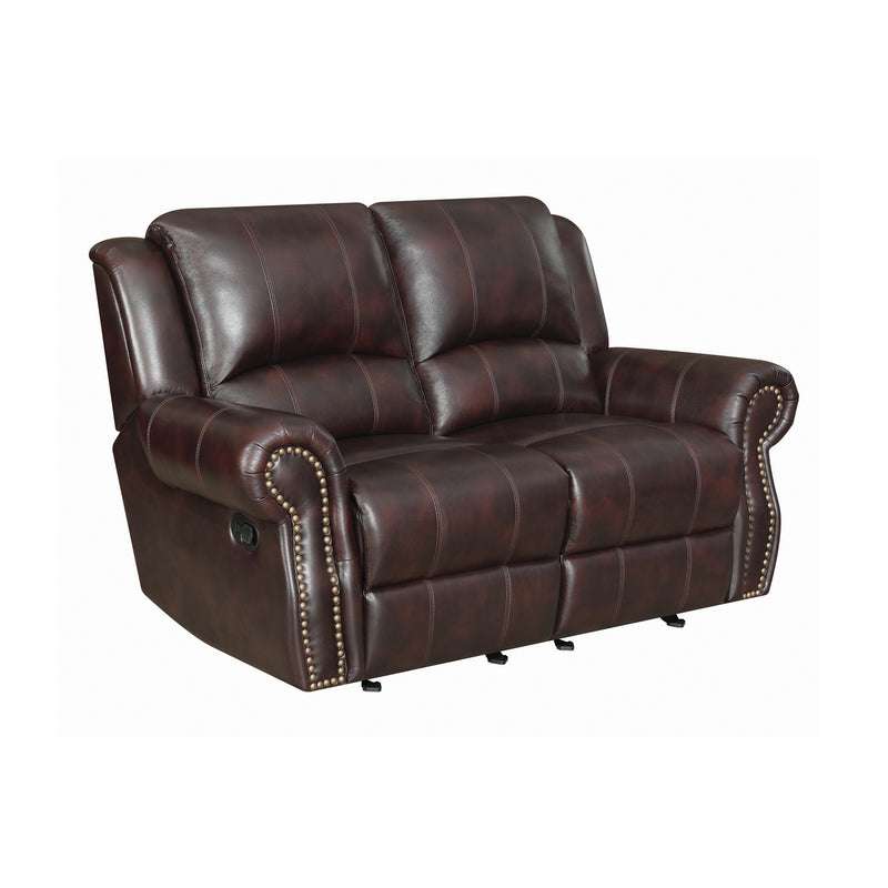 Sir Rawlinson Rolled Arm Glider Loveseat With Nailhead Trim Buckskin Brown