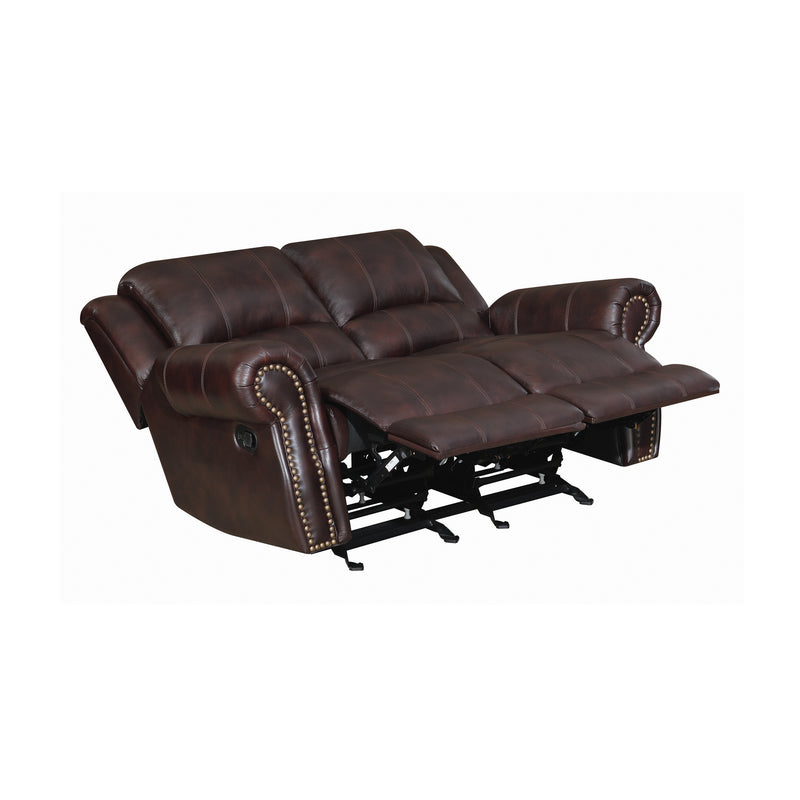 Sir Rawlinson Nailhead Trim Glider Loveseat Dark Brown