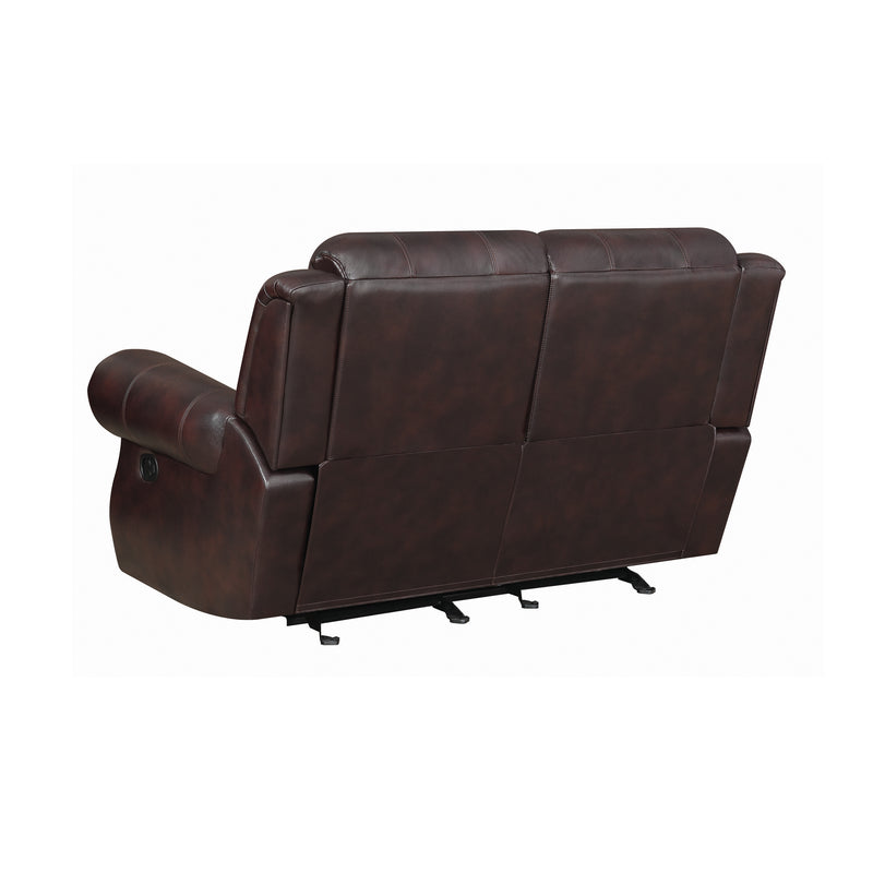 Sir Rawlinson Nailhead Trim Glider Loveseat Dark Brown