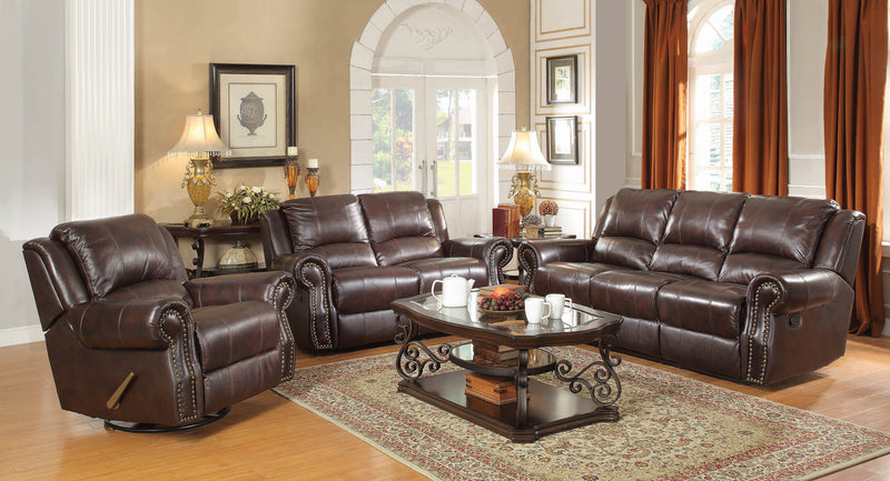 Sir Rawlinson Nailhead Trim Glider Loveseat Dark Brown