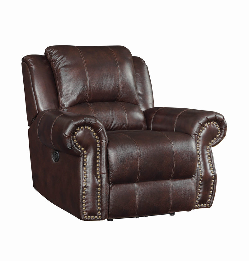 Sir Rawlinson Rolled Arm Motion Sofa With Nailhead Trim Buckskin Brown