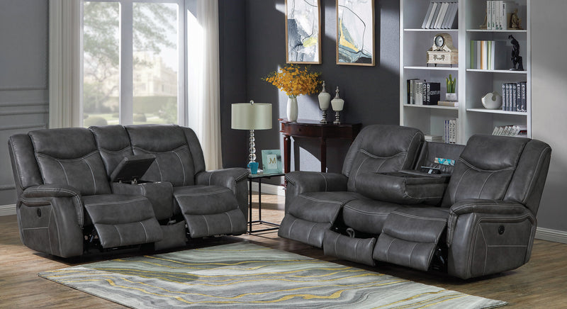 Conrad Upholstered Motion Loveseat Cool Grey