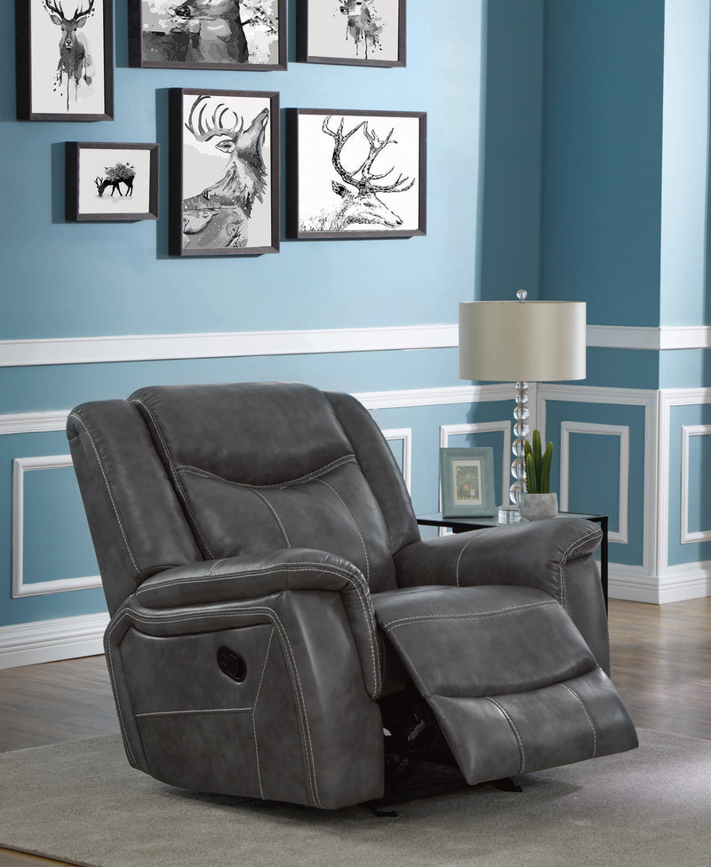 Conrad Upholstered Motion Glider Recliner Grey