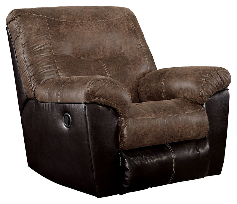 Follett Coffee Faux Leather Recliner