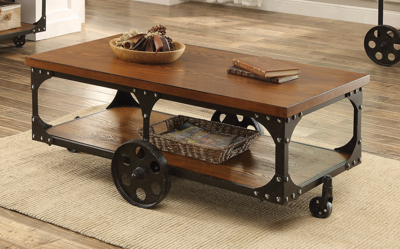 Shepherd Coffee Table With Casters Rustic Brown