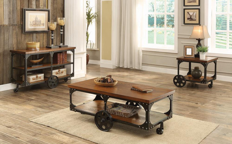 Shepherd Sofa Table With 2 Shelf Rustic Brown