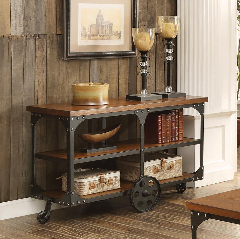 Shepherd Sofa Table With 2 Shelf Rustic Brown