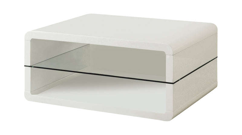 Elana Rectangle 2 Shelf Coffee Table Glossy White