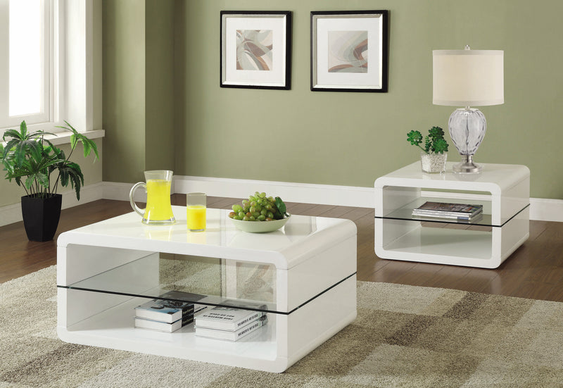 Elana Rectangle 2 Shelf Coffee Table Glossy White