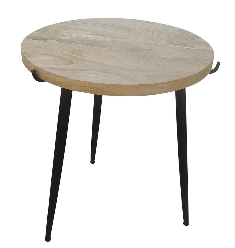 Pilar Round Solid Wood Top End Table Natural and Black