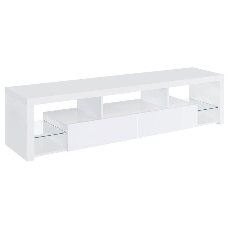 Jude 2-Drawer Wood 71″ TV Stand High Gloss White