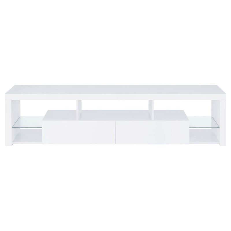 Jude 2-Drawer Wood 71″ TV Stand High Gloss White