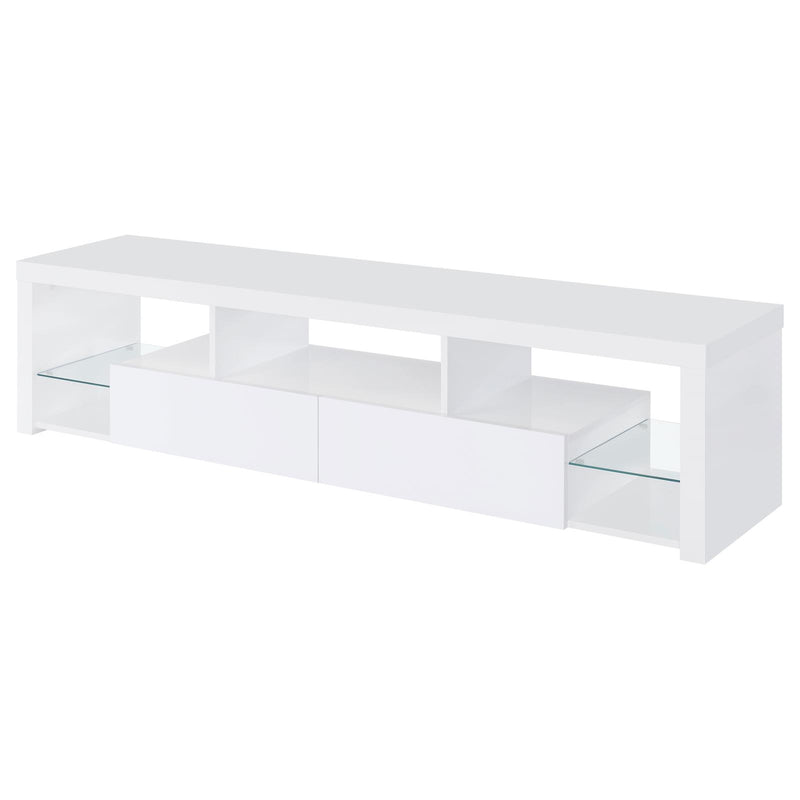 Jude 2-Drawer Wood 71″ TV Stand High Gloss White