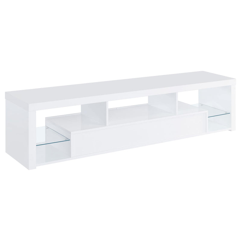 Jude 2-Drawer Wood 71″ TV Stand High Gloss White