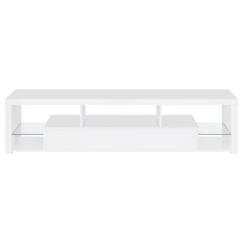 Jude 2-Drawer Wood 71″ TV Stand High Gloss White