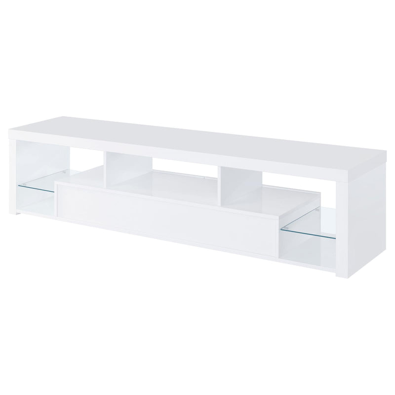 Jude 2-Drawer Wood 71″ TV Stand High Gloss White