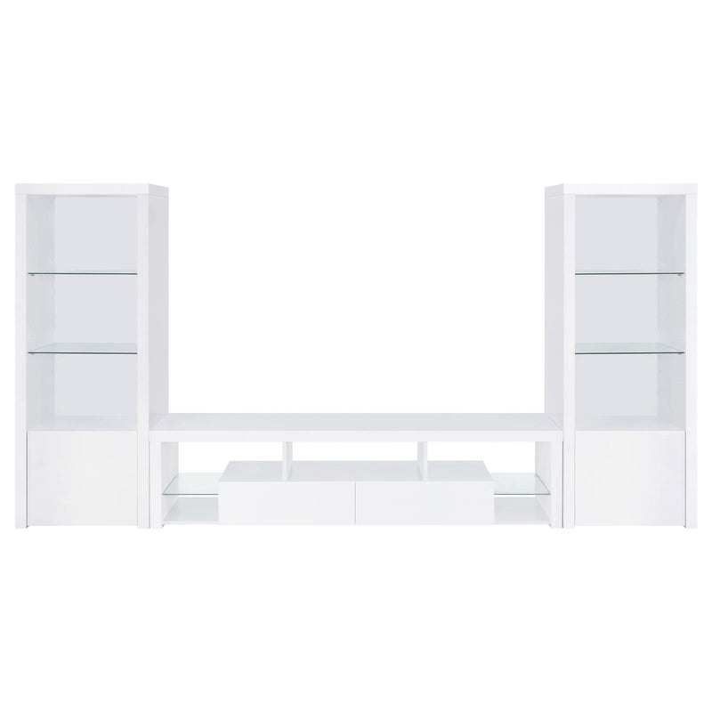 Jude 2-Drawer Wood 71″ TV Stand High Gloss White