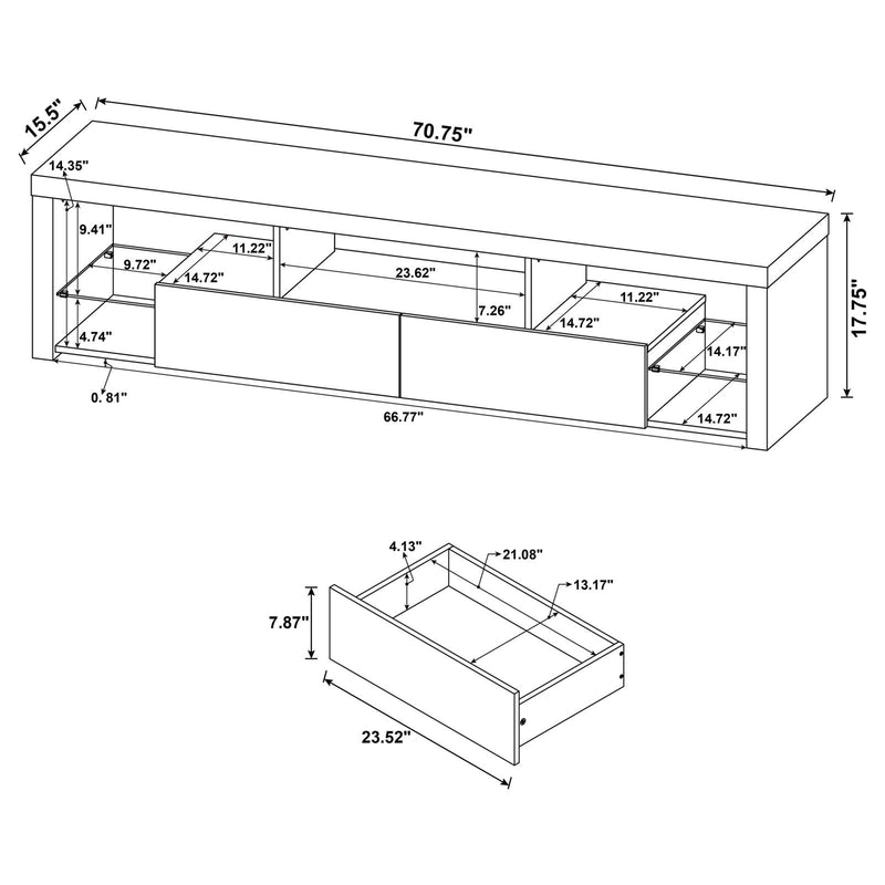 Jude 2-Drawer Wood 71″ TV Stand High Gloss White