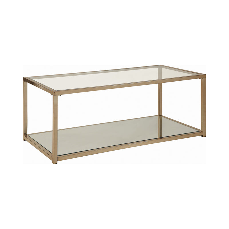 Cora Coffee Table With Mirror Shelf Chocolate Chrome