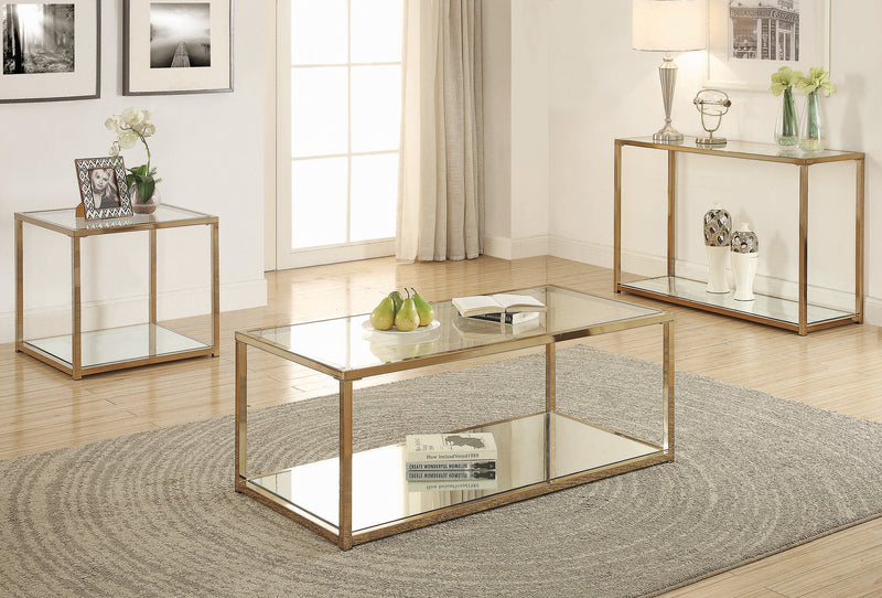 Cora Coffee Table With Mirror Shelf Chocolate Chrome