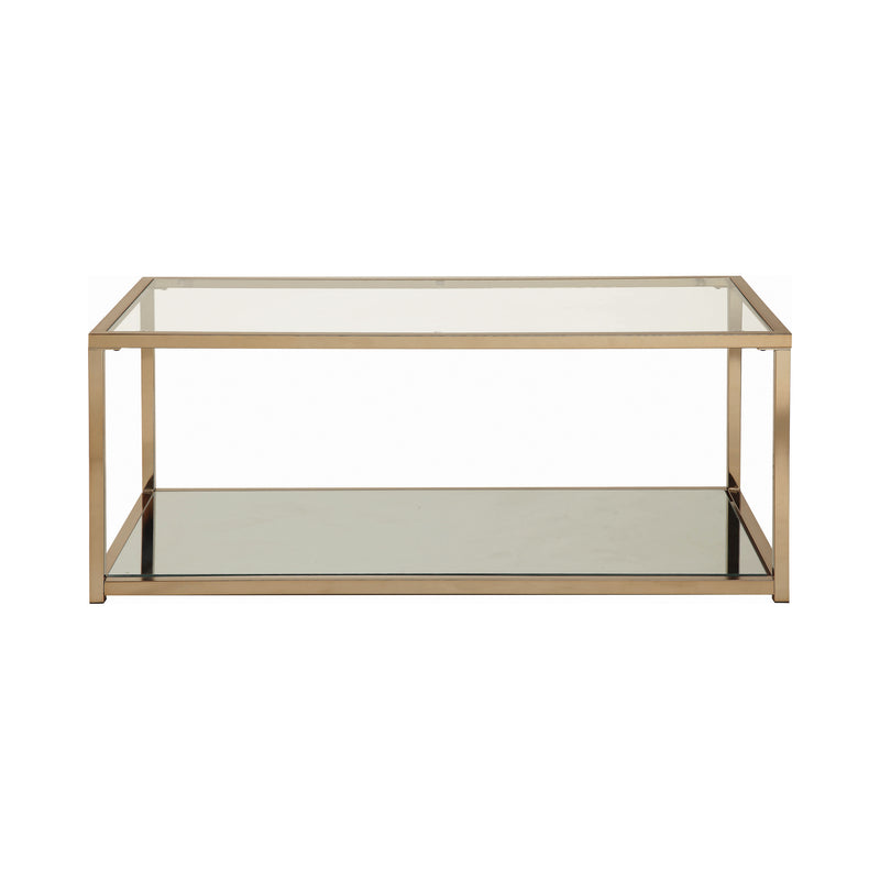 Cora Coffee Table With Mirror Shelf Chocolate Chrome