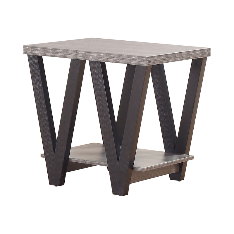 Stevens V shaped End Table Black And Antique Grey