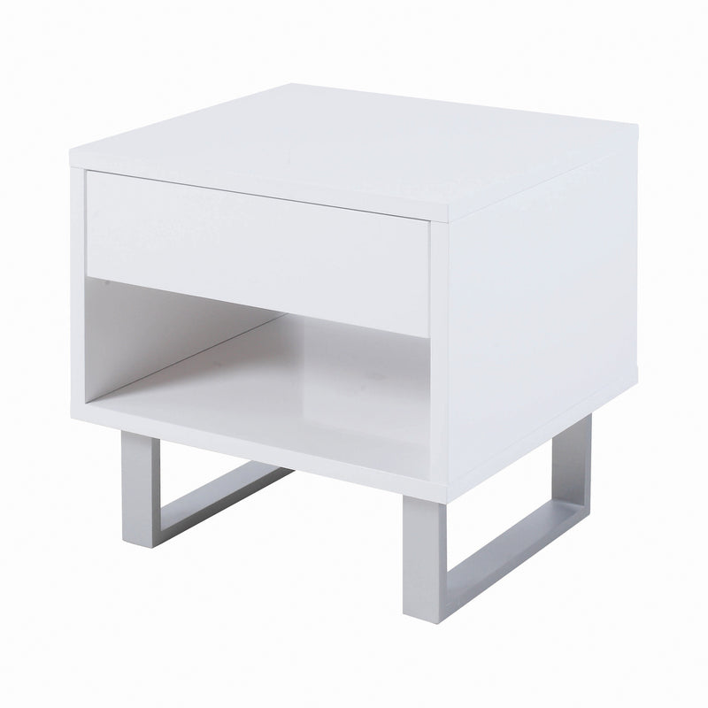 Atchsion 1 Drawer End Table High Glossy White