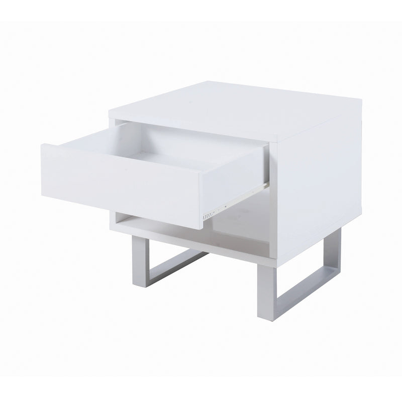 Atchsion 1 Drawer End Table High Glossy White