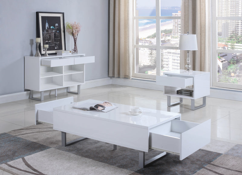 Atchsion 1 Drawer End Table High Glossy White