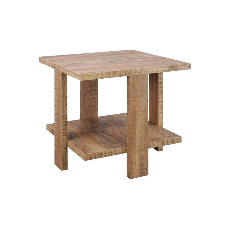 Dawn Square Wood End Table With Shelf Mango