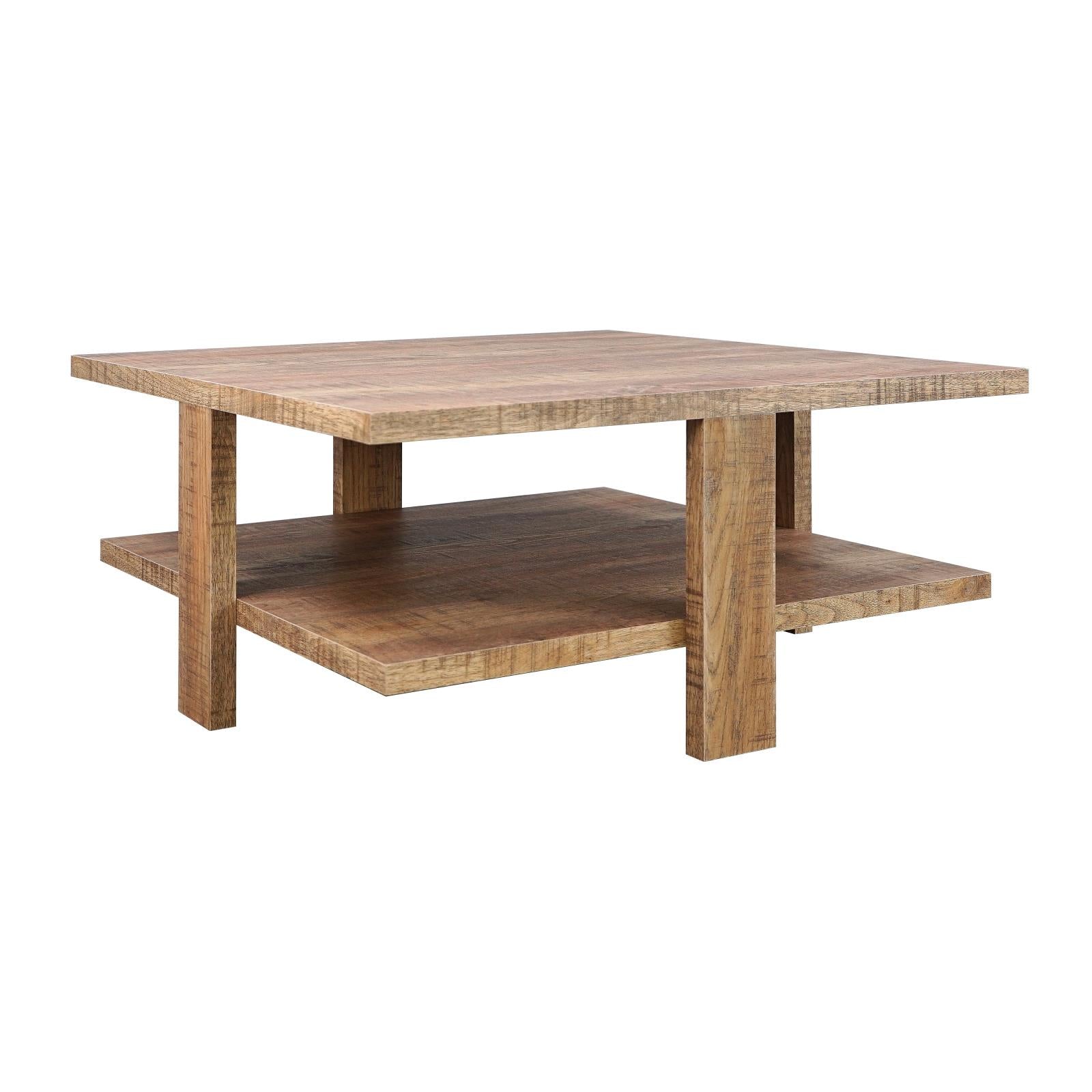 Dawn Square Wood Coffee Table With Shelf Mango