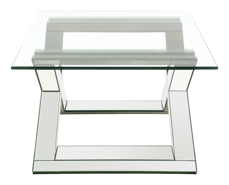 Bonnie X base Rectangle Glass Top Coffee Table Mirror