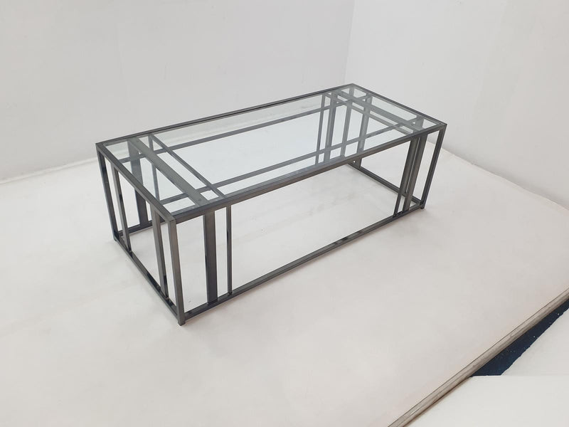 Adri Rectangular Glass Top Coffee Table Clear and Black Nickel