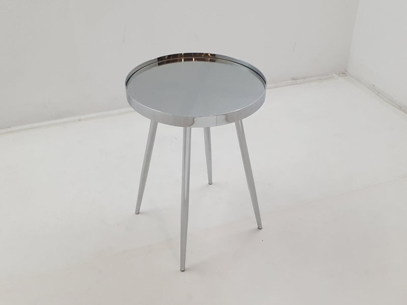 Kaelyn Round Mirror Top End Table Chrome