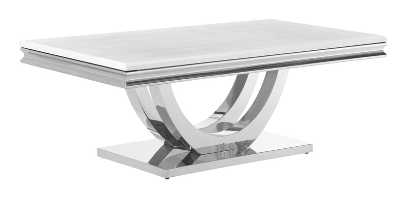 Adabella U-base Rectangle Sofa Table White And Chrome