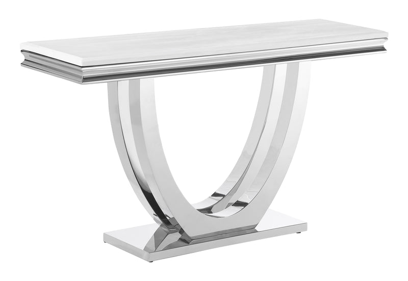 Adabella U-base Square End Table White And Chrome