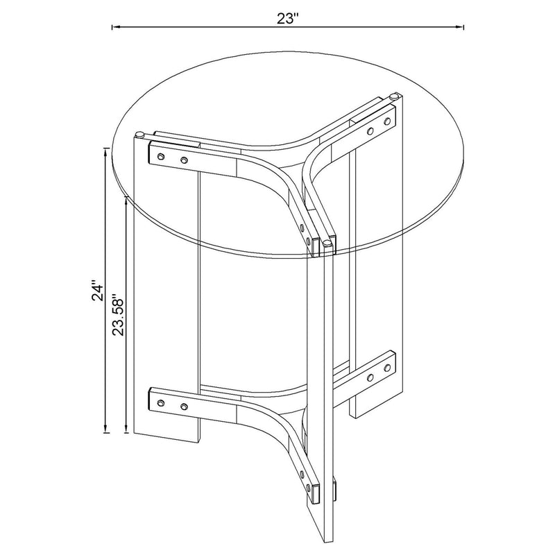 Janessa Round Glass Top Acrylic Leg End Table Matte Brass