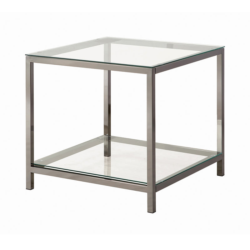 Trini Sofa Table With Glass Shelf Black Nickel