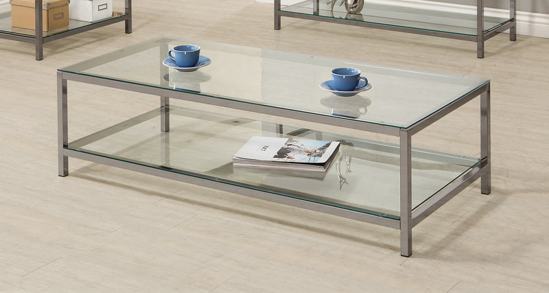 Trini Sofa Table With Glass Shelf Black Nickel