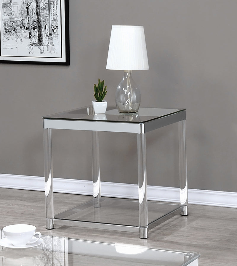 Anne Sofa Table With Lower Shelf Chrome And Clear